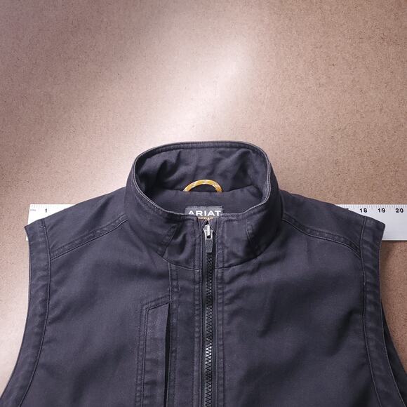 Ariat Rebar DuraCanvas Vest Men XL Black Sherpa Lined Insulated Utility Workwear - Picture 7 of 11